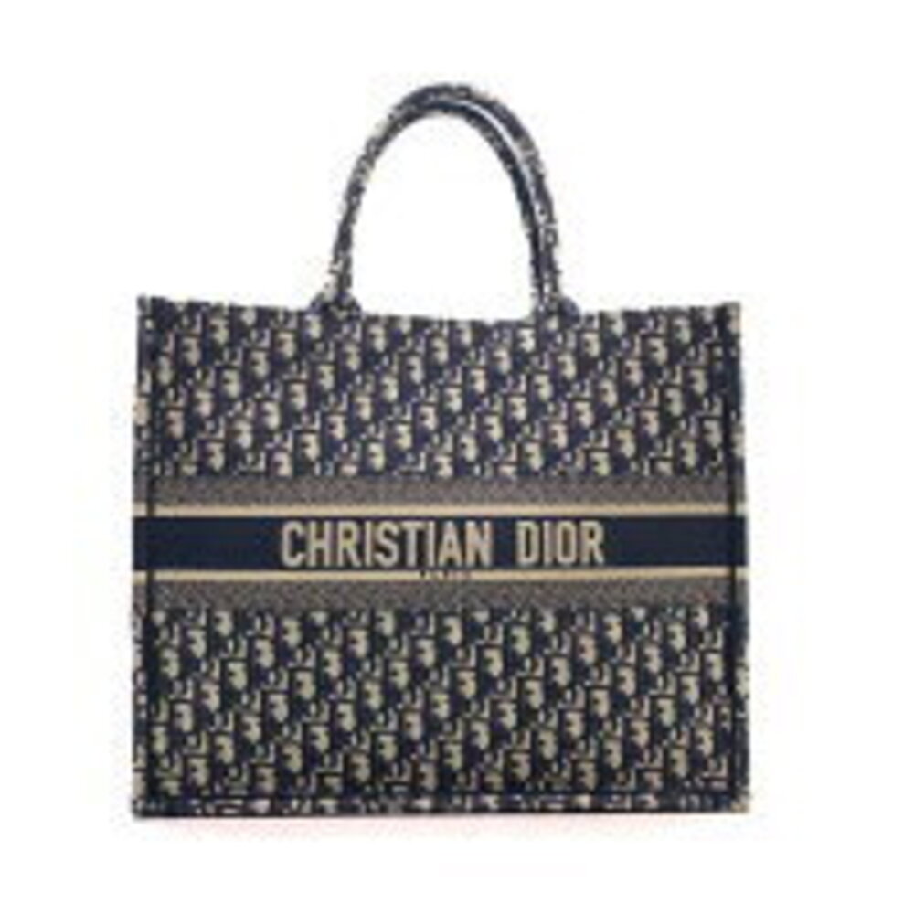Christian Dior Book Tote Bag Navy Blue Canvas